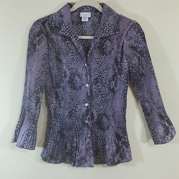 Vintage Jaclyn Smith Mini Pleated Button-Down Blouse S - Picture 1 of 5